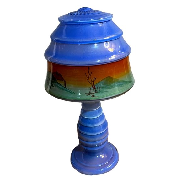 Vintage Reverse Painted Boudoir Lamp - Picture 1 of 8